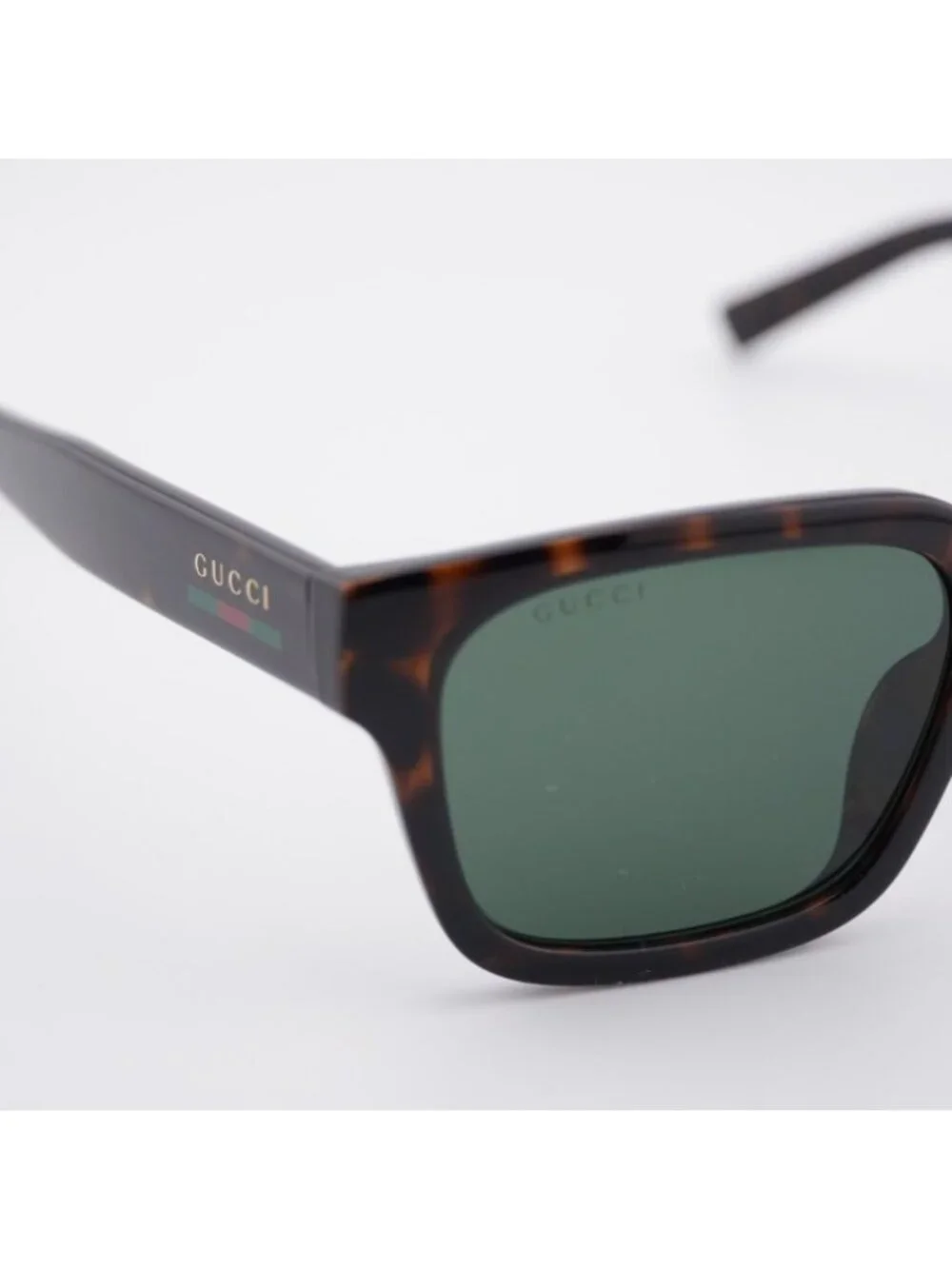 Gucci GG1857SK 002 Sunglasses Havana Square Frame, Green Lenses
